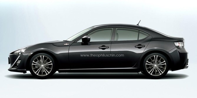 Imagem especulativa da nova Berlina Toyota GT86 idealizada pelo designer Theophilus Chin.