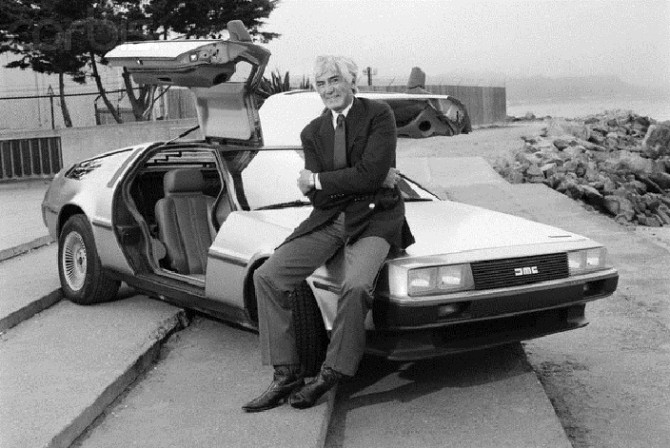 John DeLorean with His Automobile