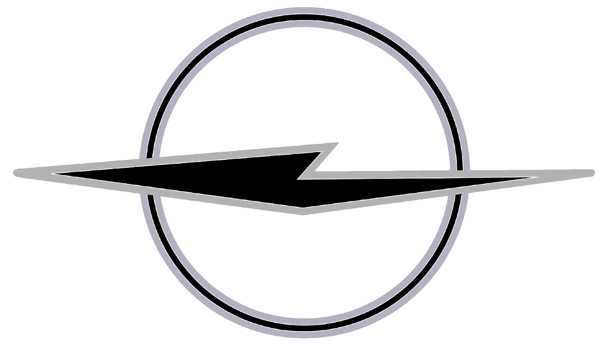 Opel logotipo 1963 circulo com relâmpago preto no meio