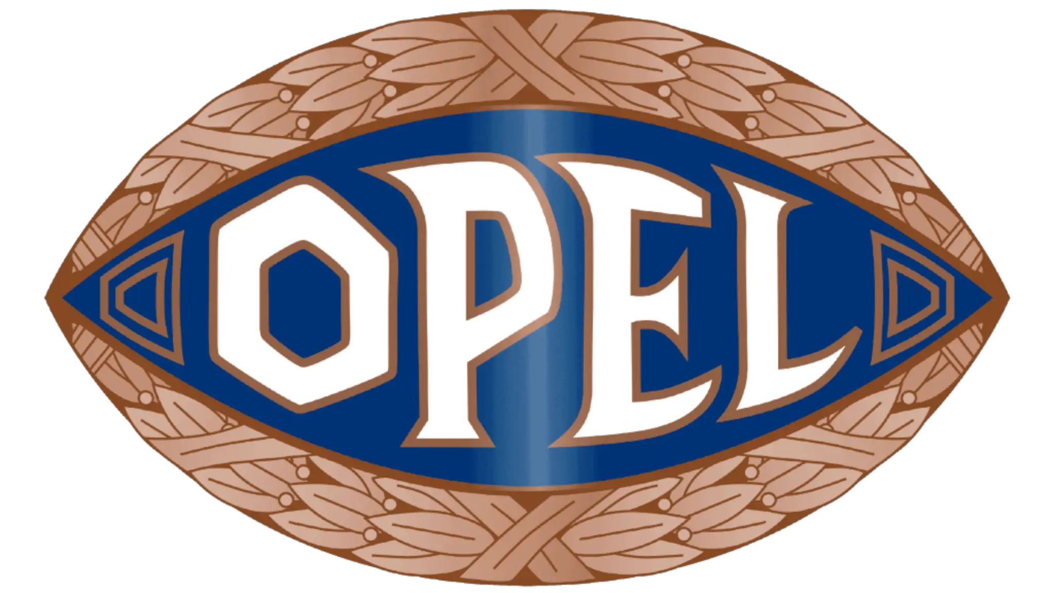 Depois de Wilhelm von Opel visitar os Estados Unidos da América (EUA) ,o Duque de Hesse propôs a ideia de um novo logótipo na forma de um olho azul «entrelaçado» com uma folha de louro.