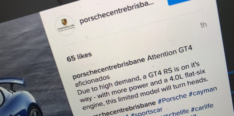 Porsche cayman GT4 instagram