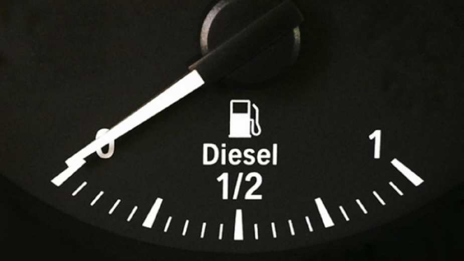 Diesel, mostrador do nível de combustível vazio
