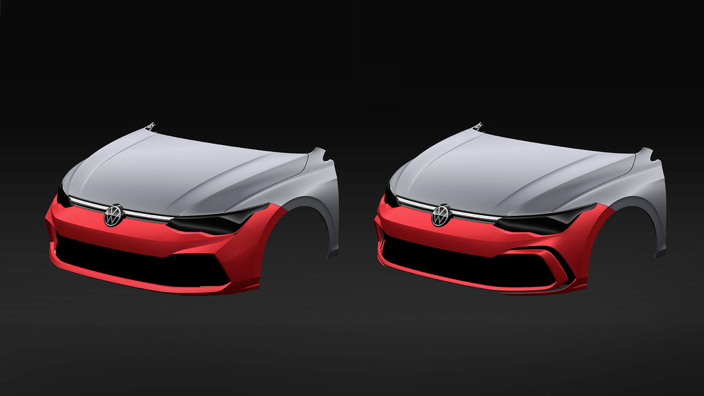 Duas fases no desenvolvimento do design do para-choques do Volkswagen Golf GTI