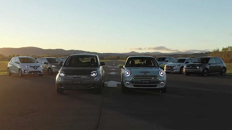 fiat 500, honda e, mazda mx-30, mini cooper se, peugeot e-208, renault zoe, smart forfour, volkswagen e-up