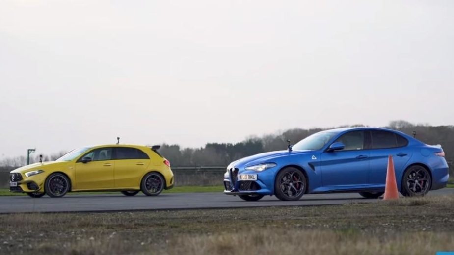 Drag Race Alfa-Romeo Giulia Quadrifoglio Mercedes-AMG A 45 S