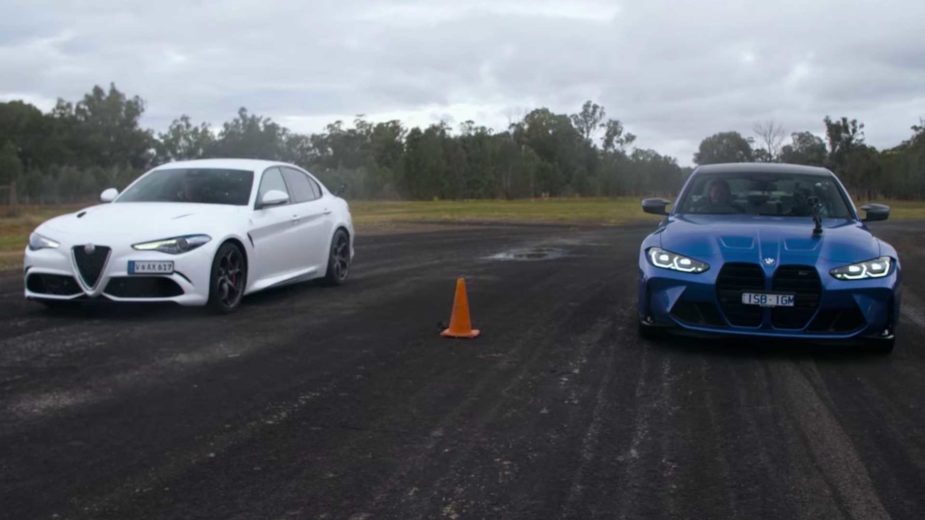 Drag race Alfa Romeo Giulia Quadrifoglio e BMW M3 Competition