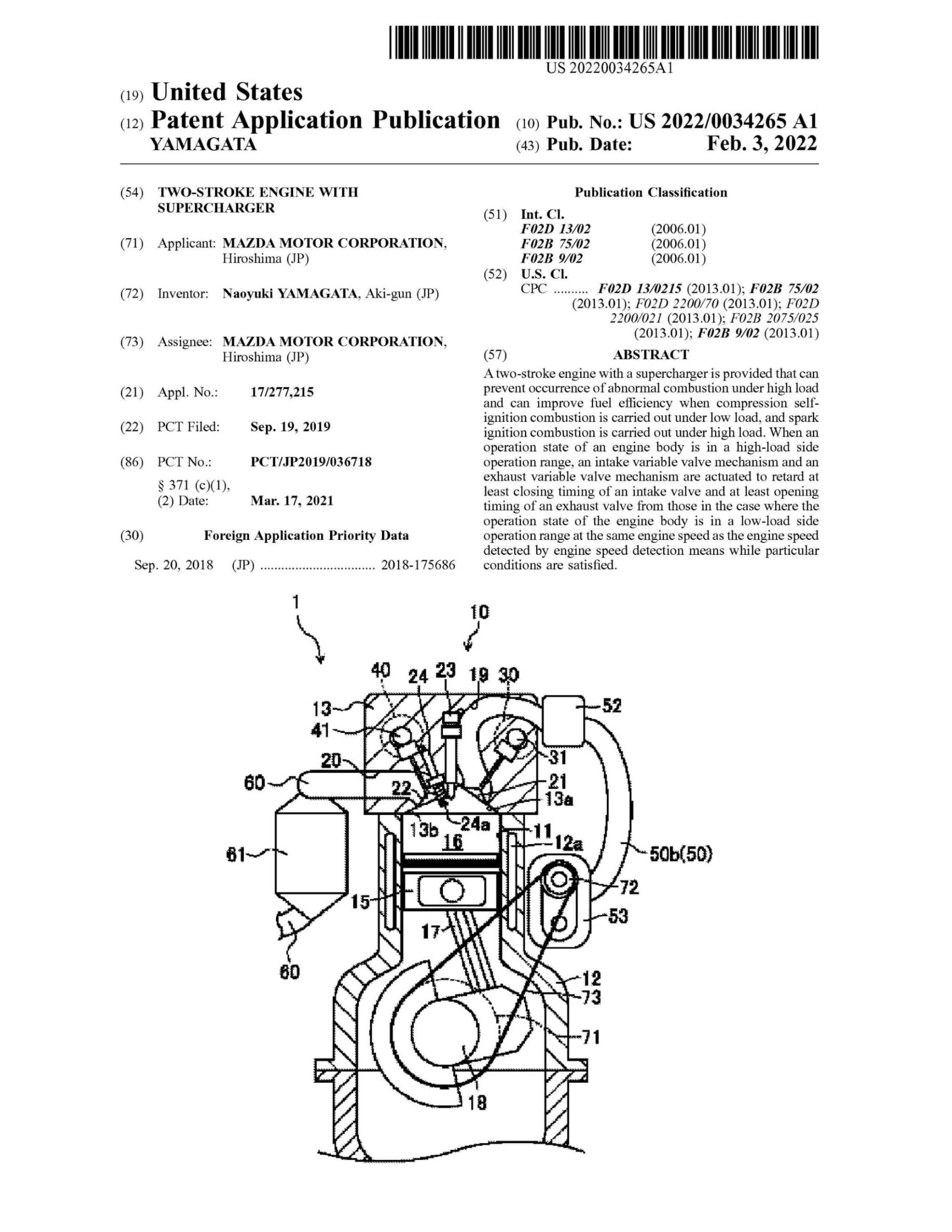 Mazda patente motor a 2 tempos