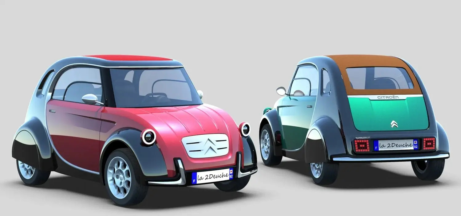 Citroën 2 Deuche Concept, modelos vermelho e verde