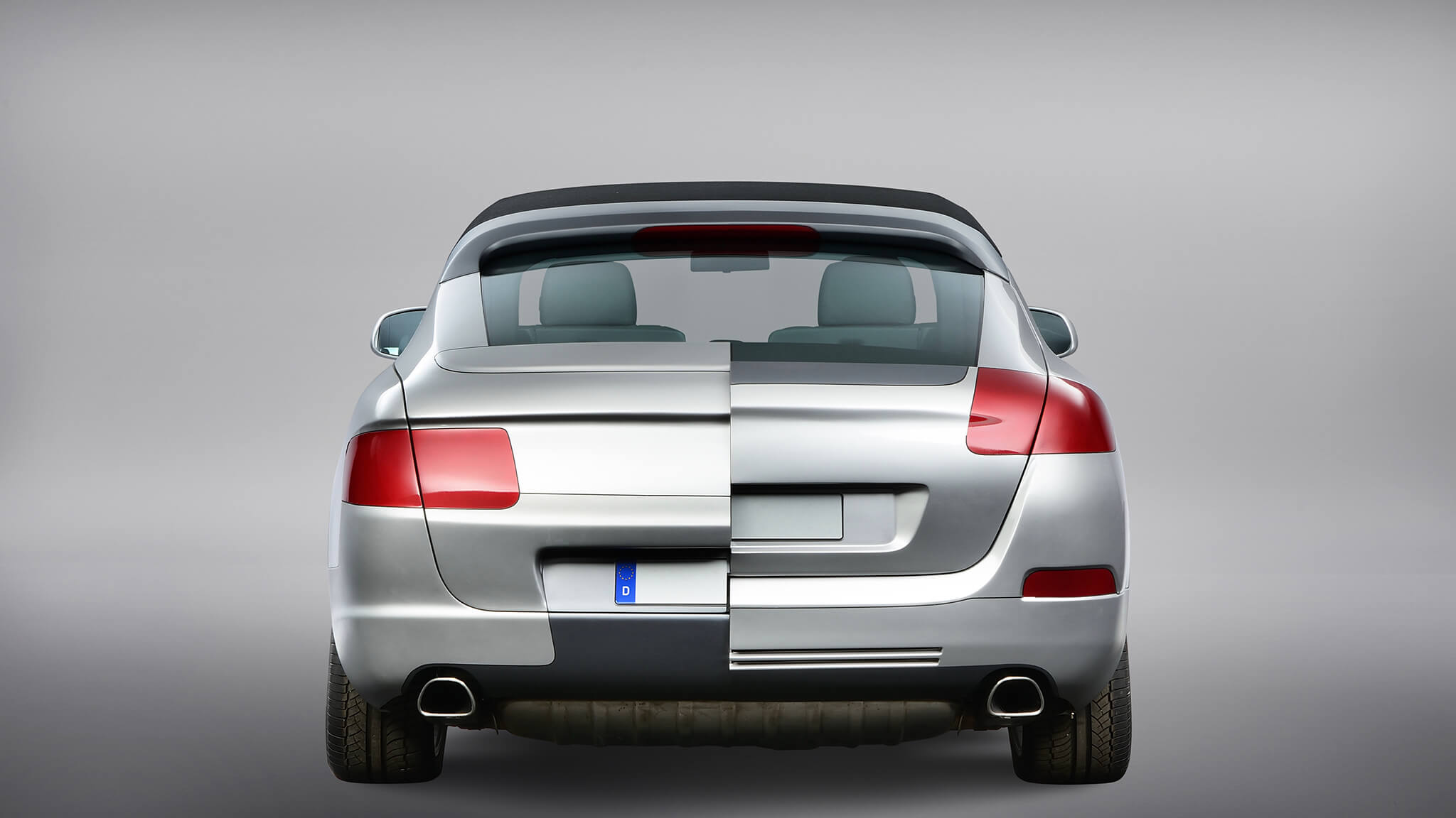 Porsche Cayenne Convertible, vista traseira com duas soluções de design integradas