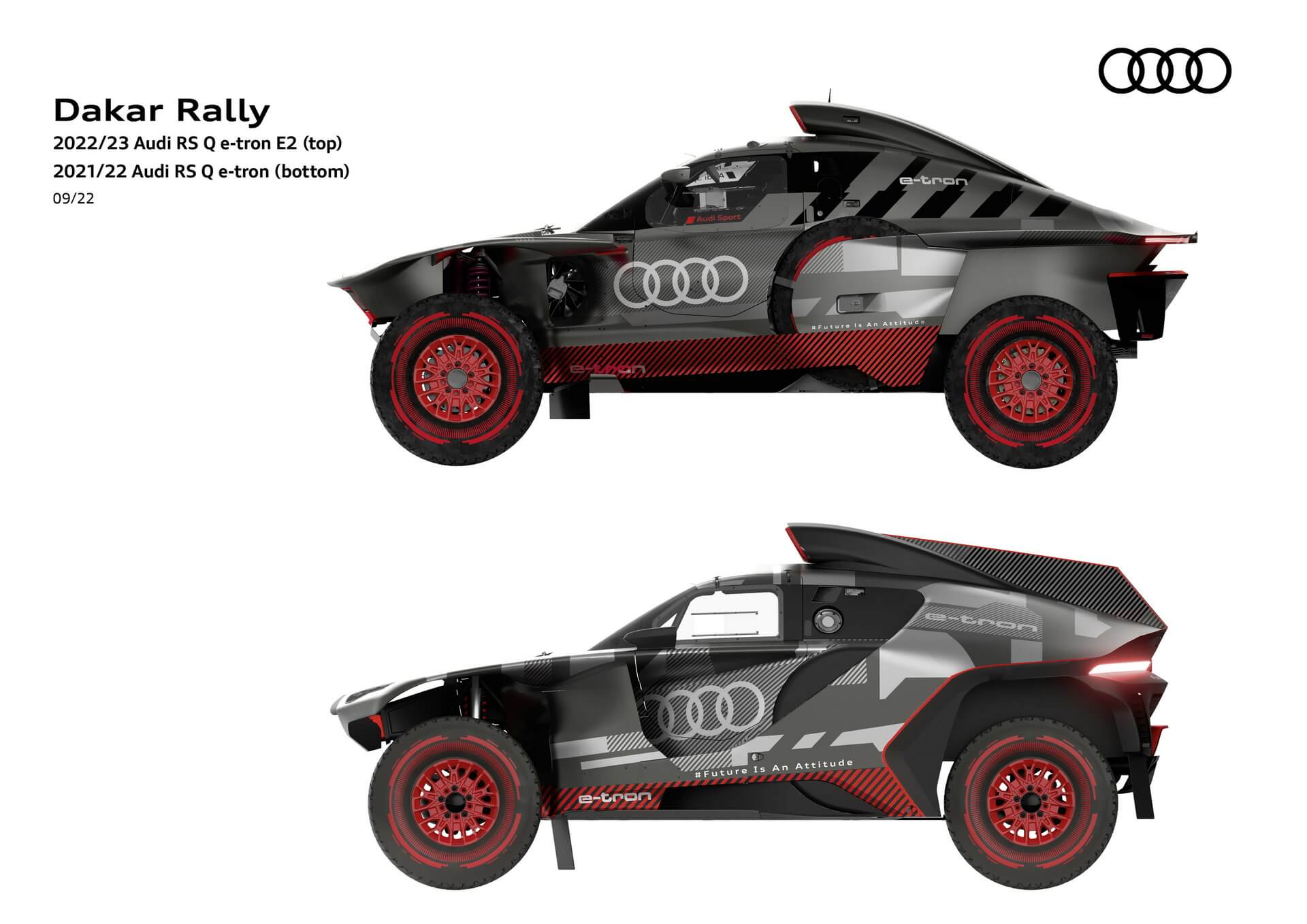 Audi RS Q e-tron E2 evolução face ao RS Q e-tron vista lateral