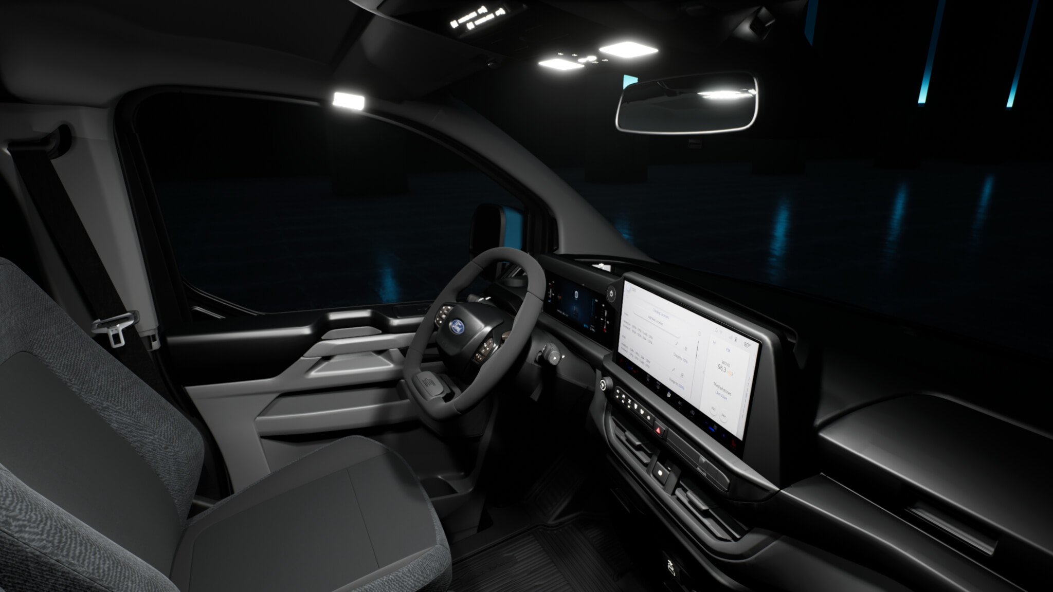 Interior da Ford E-Transit Custom