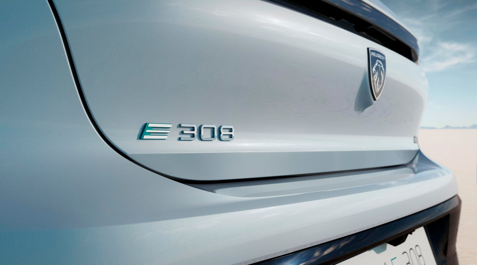 Peugeot e-308 pormenor logótipo