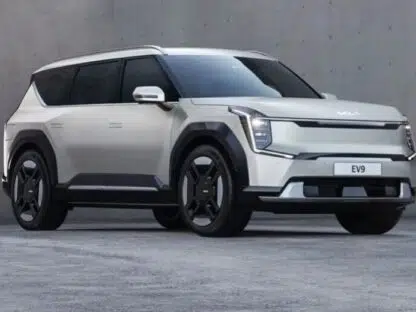 Kia EV9 vista dianteira 3/4