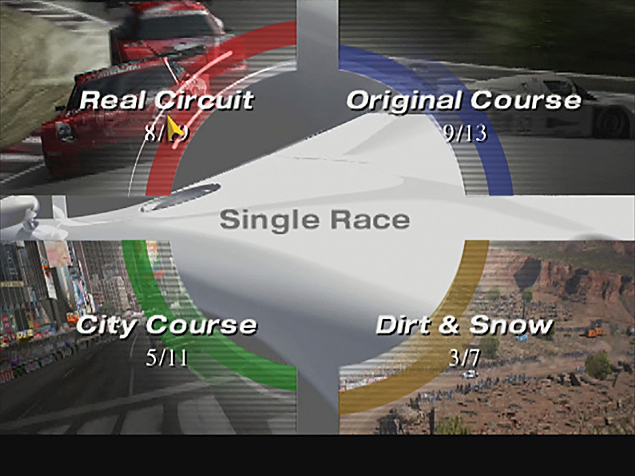 Gran Turismo 4 menu de corridas