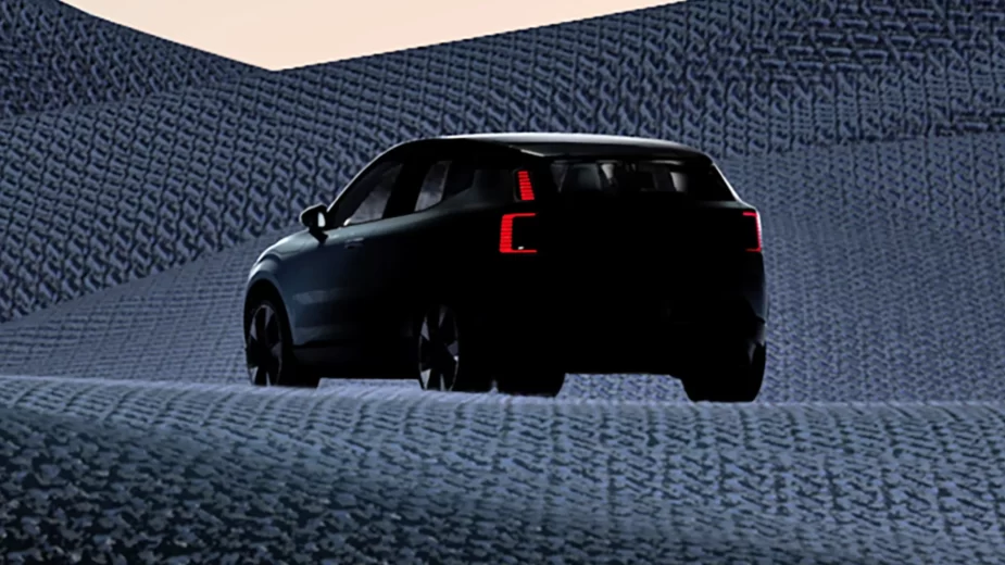 Teaser do Volvo EX30, visto de traseira