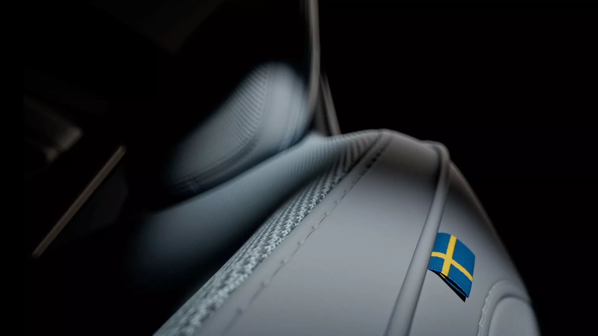 Detalhe do banco, com bandeira sueca
