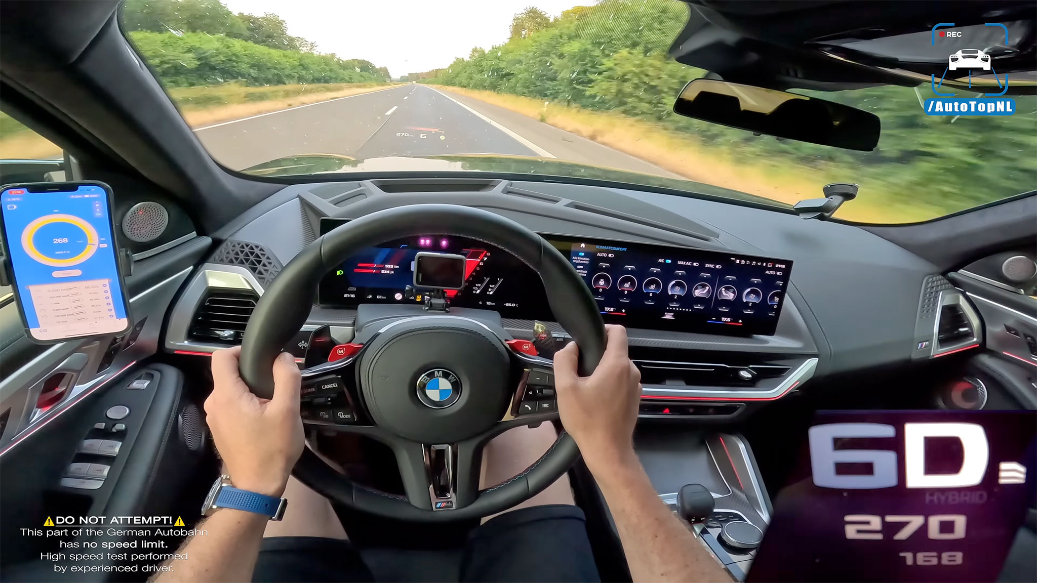 BMW XM na autobahn. Quase 2800 kg a 270 km/h