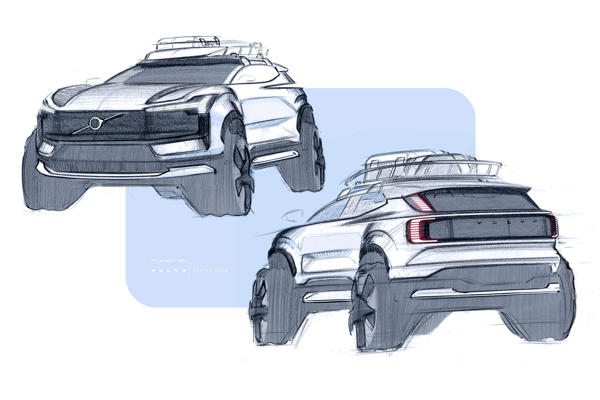 Volvo EX30 Cross Country sketch frente e traseira