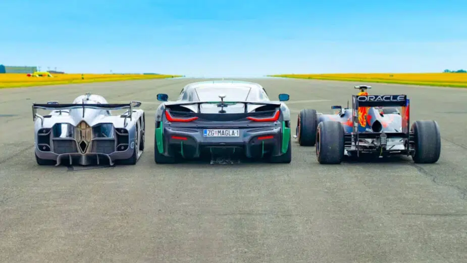 Drag Race Fórmula 1 Rimac Nevera McMurtry Spéirling