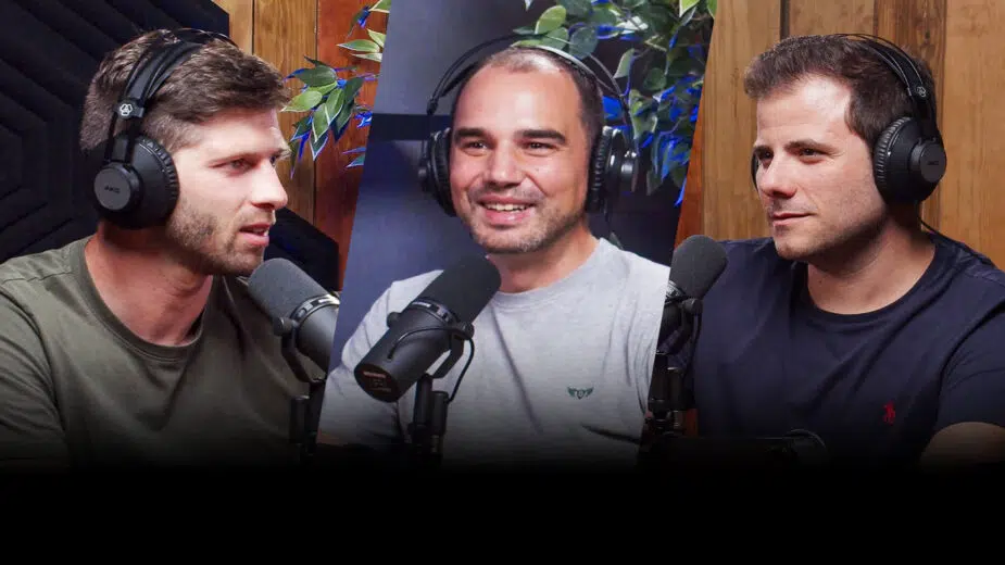 Miguel Faísca com Guilherme Costa e Diogo Teixeira