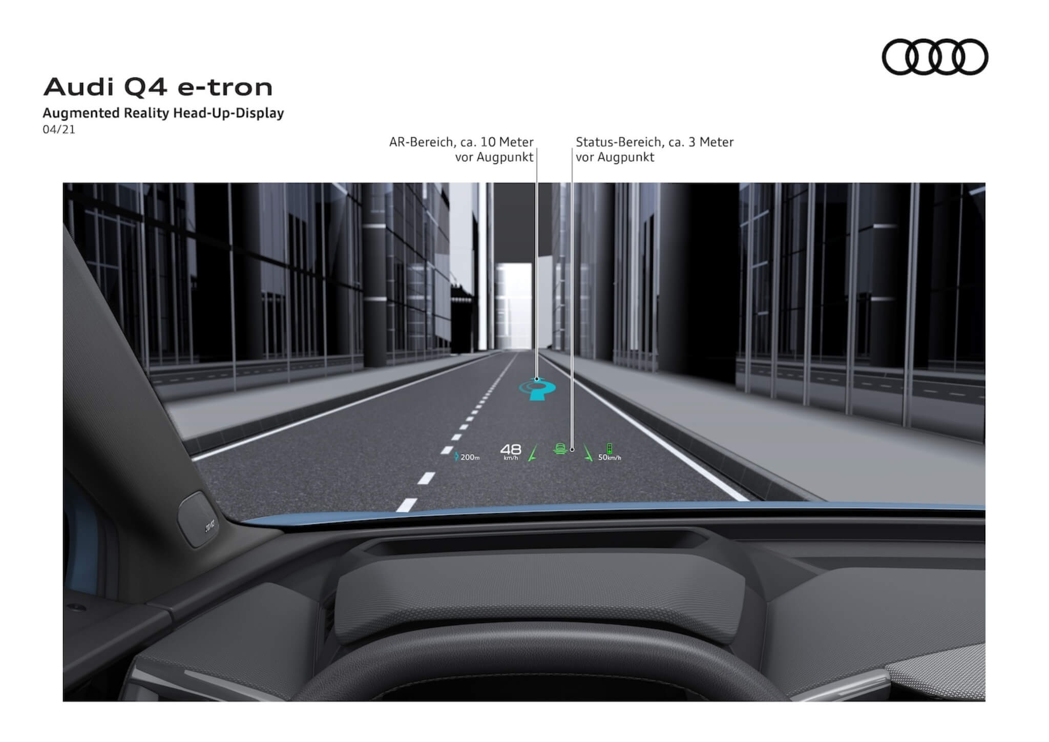 Head-up display com Realidade Aumentada no Audi Q4 e-tron