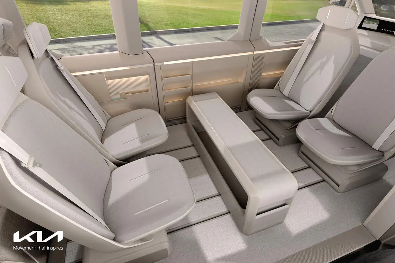 KIA PV5 interior bancos passageiros