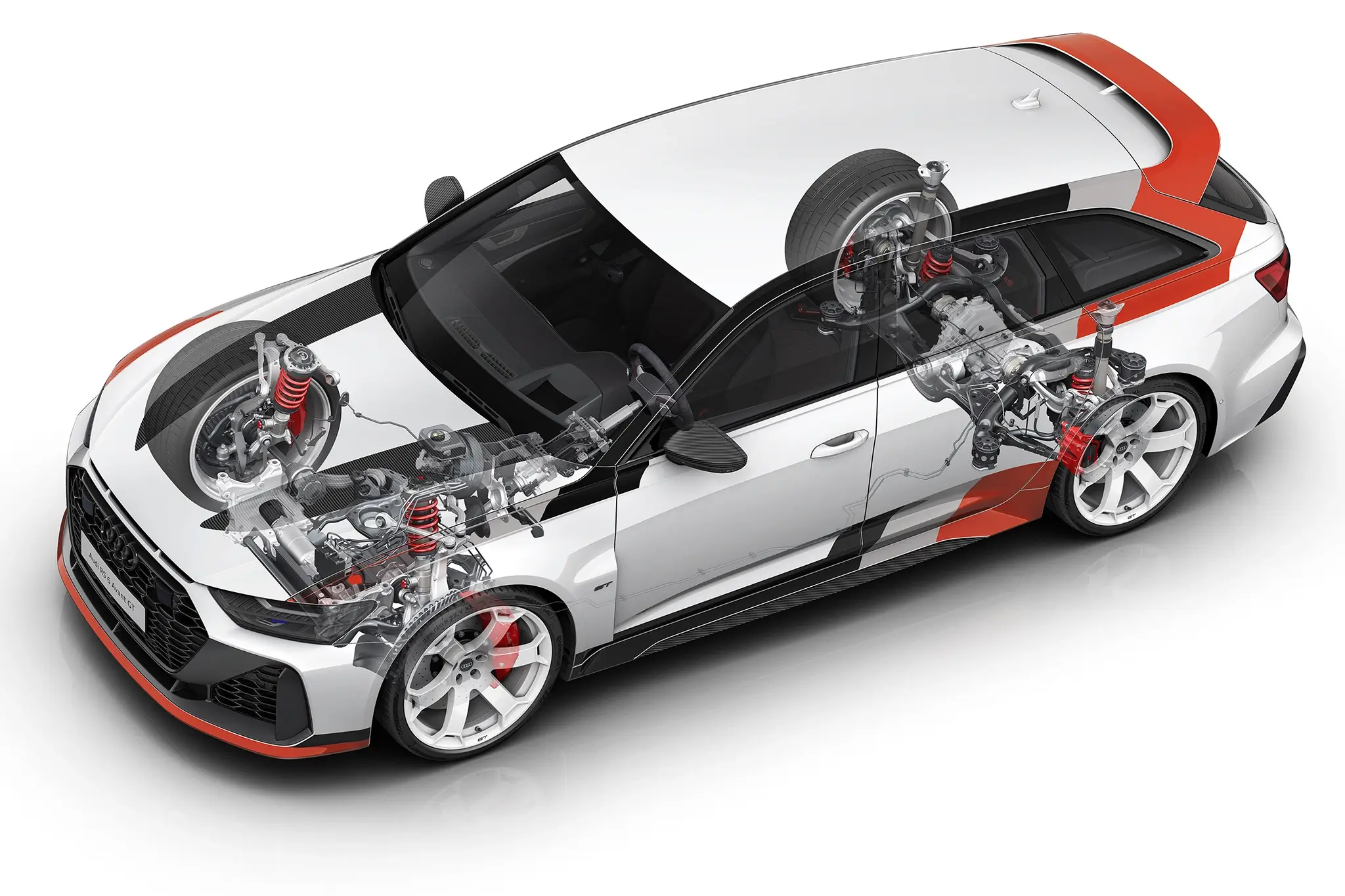 Infografia da suspensão da Audi RS 6 Avant GT