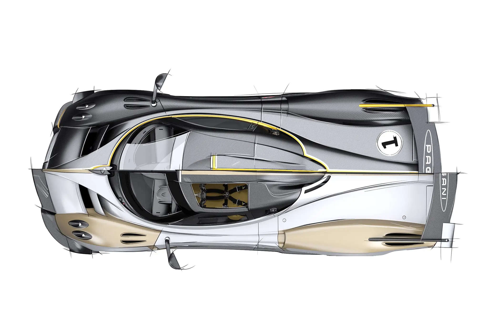 Pagani Huayra R Evo - comparação esquema