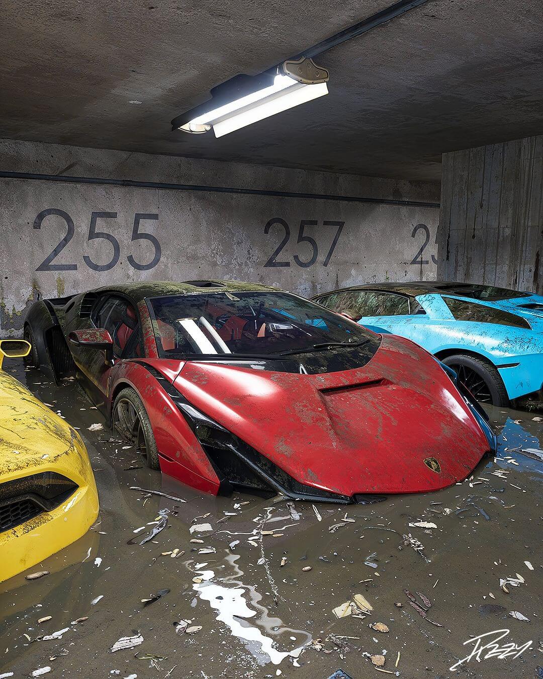 Dubai Flood - Lamborghini