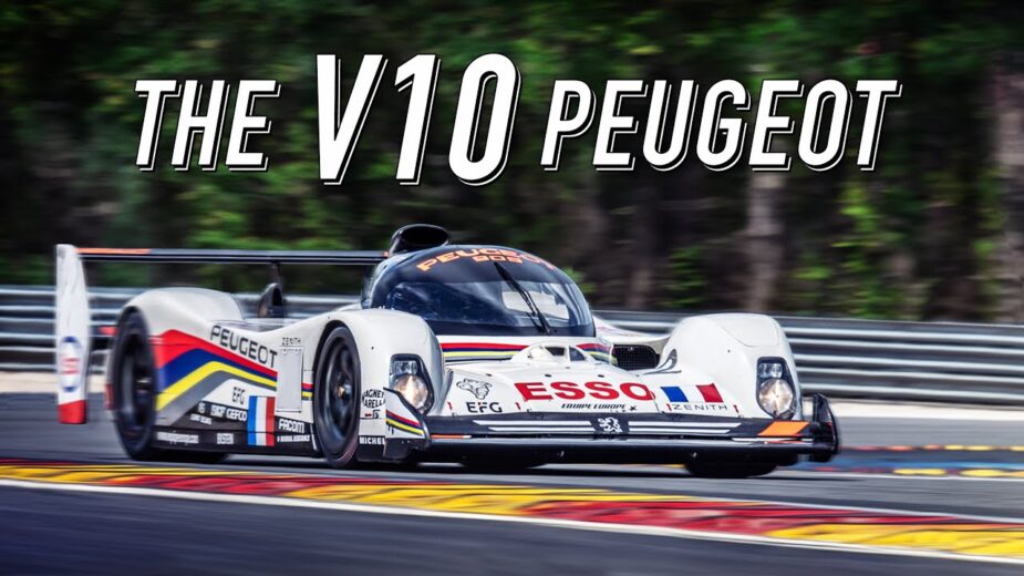 Peugeot 905 em circuito, frente 3/4