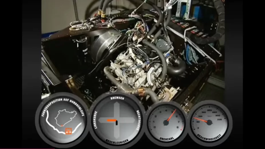 Motor Porsche 911 em banco de testes dinâmico