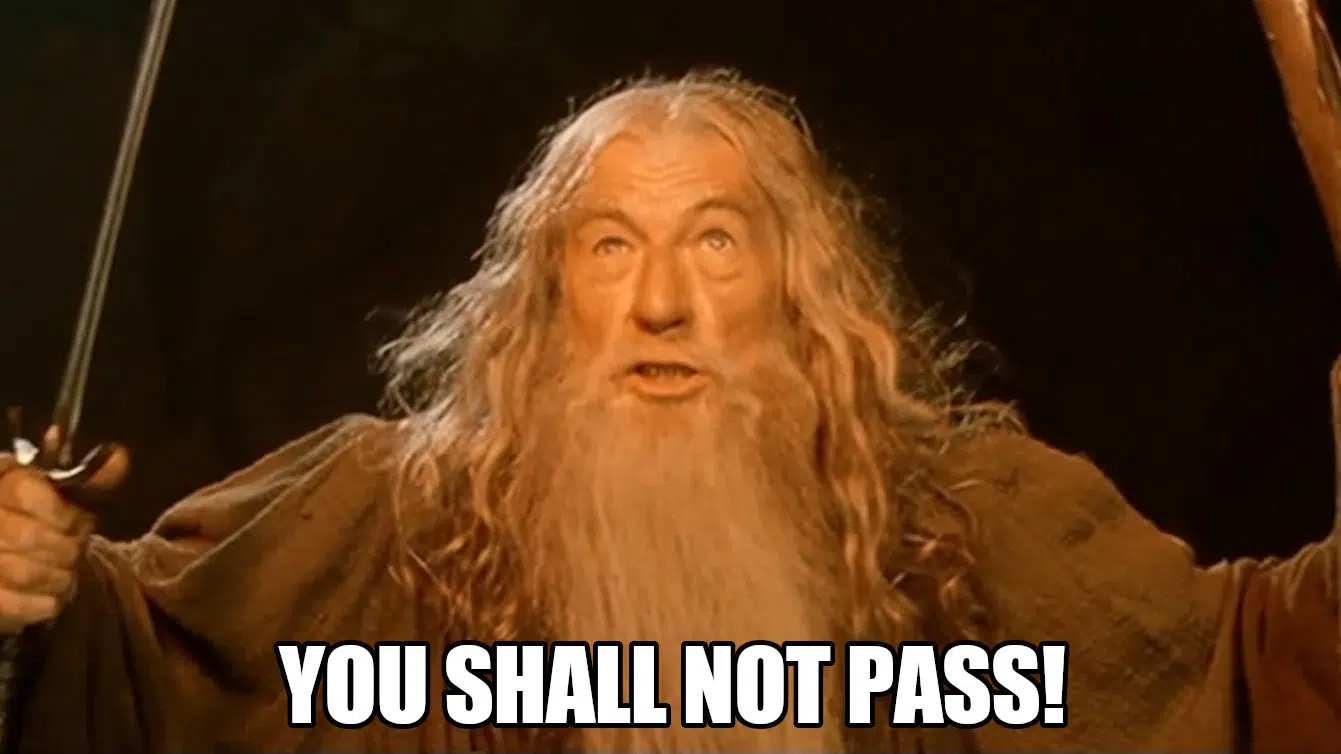 Gandalf "YOU SHALL NOT PASS" meme