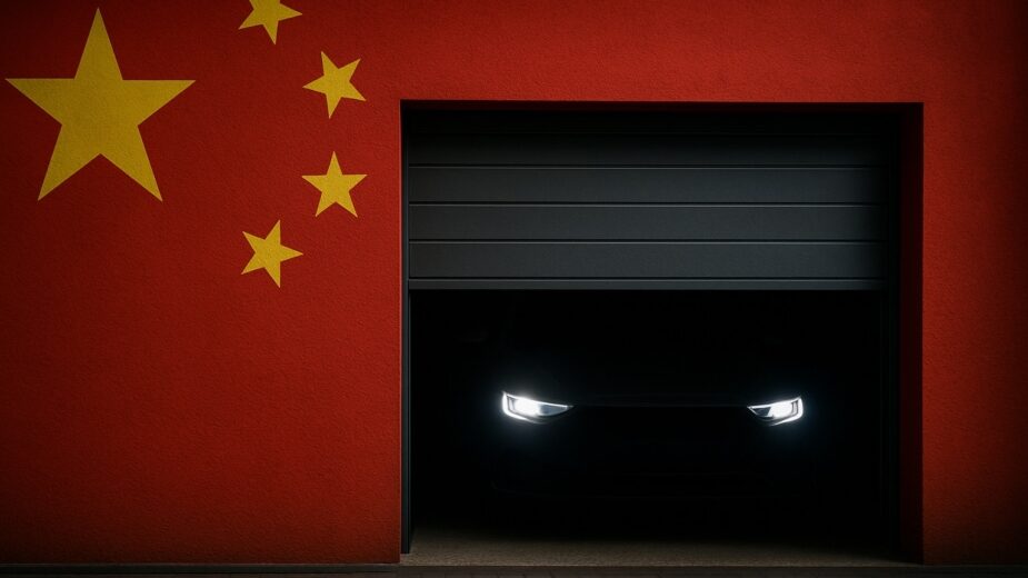Garagem com bandeira chinesa