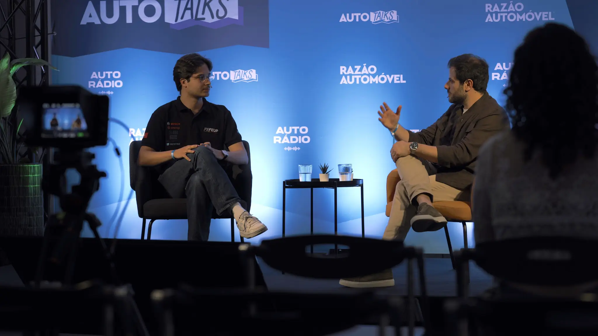 Miguel Damião, Team Leader Formula Student da FEUP e Diogo Teixeira, publisher da Razão Automóvel