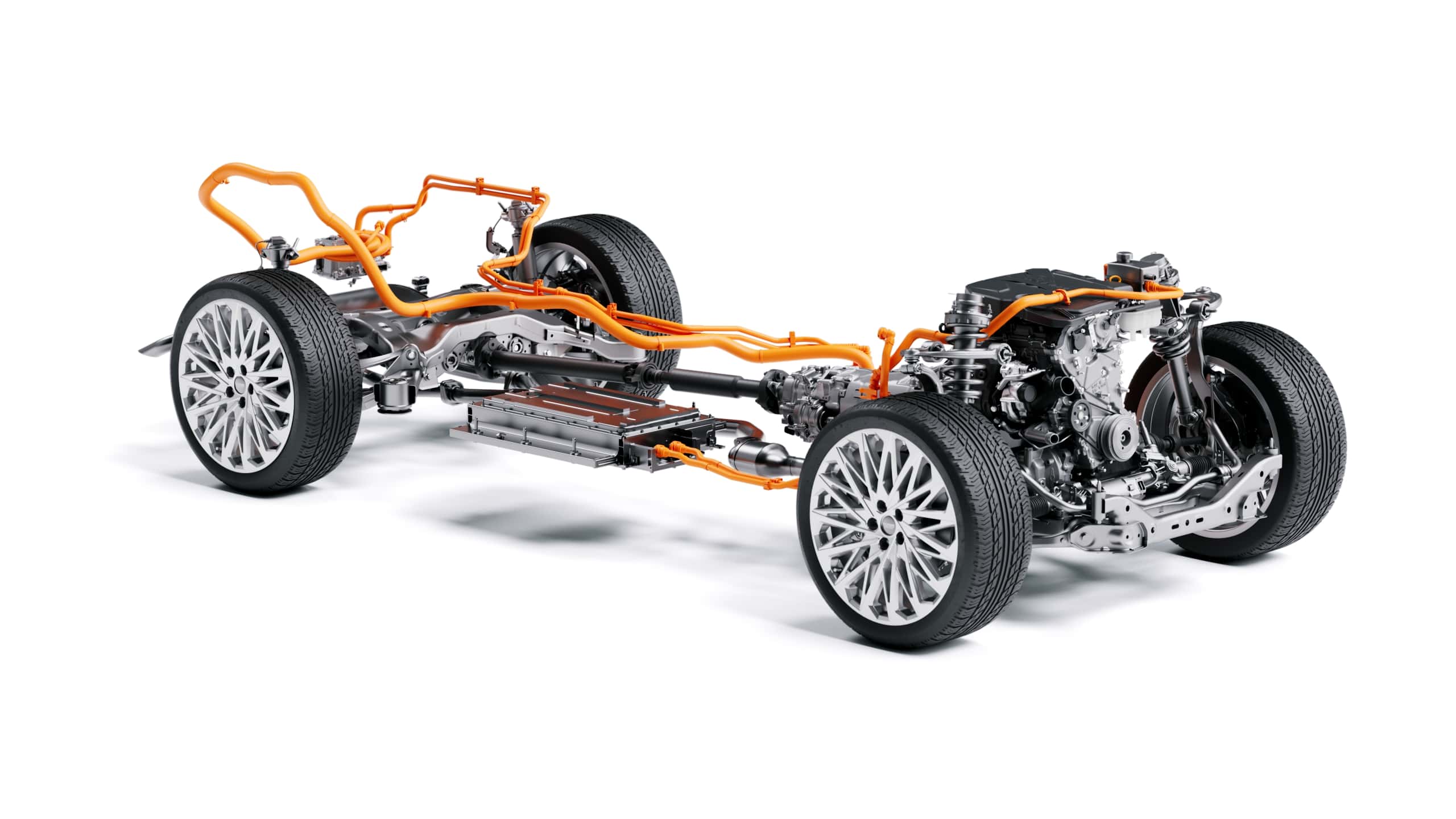Hyundai Motor Group - posição dos componentes do sistema híbrido no veículo
