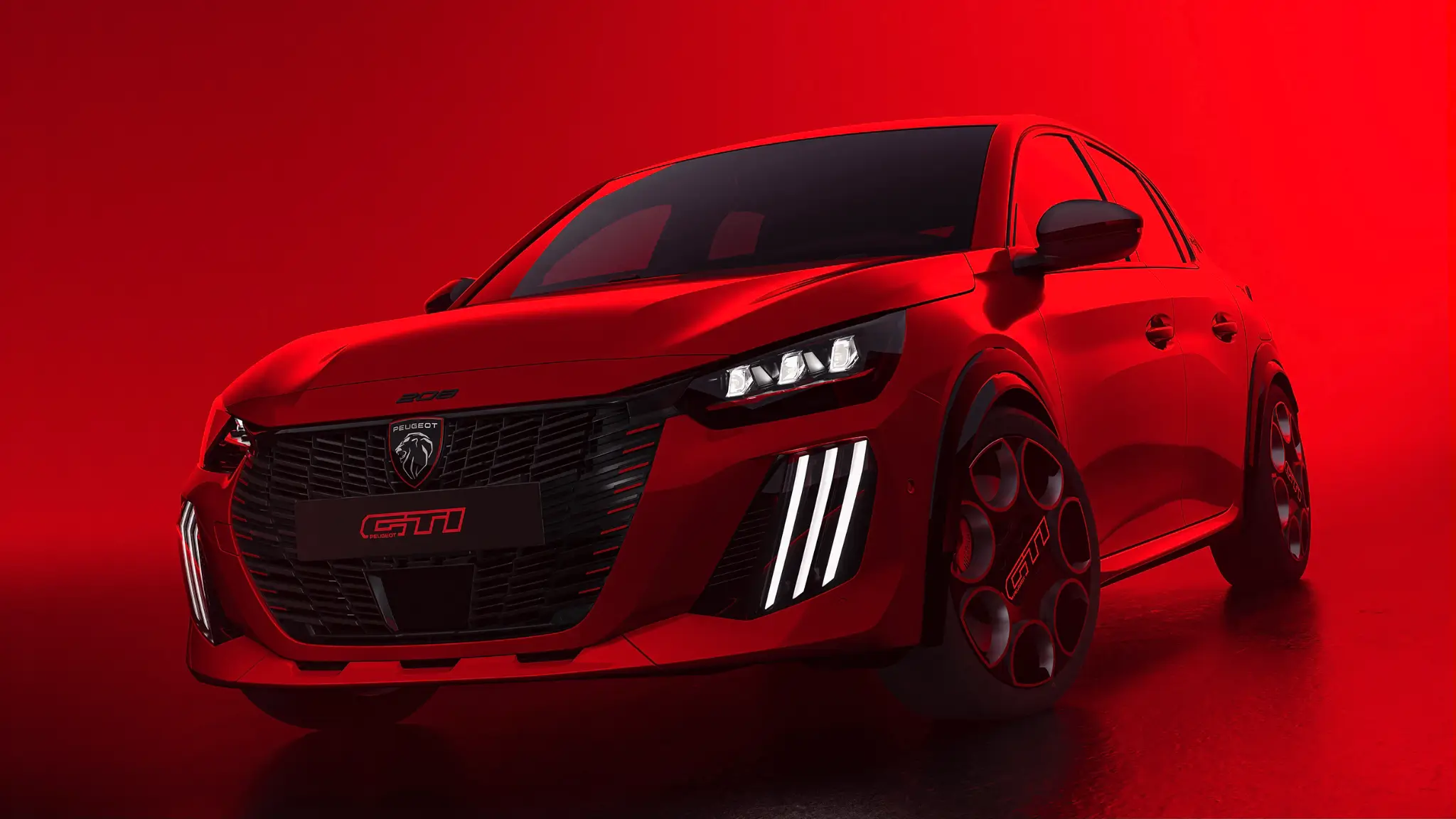 Peugeot e-208 GTI, frente 3/4