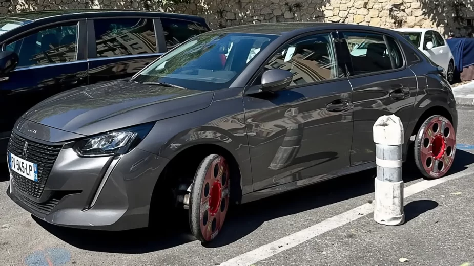 Peugeot 208 com rodas de transporte