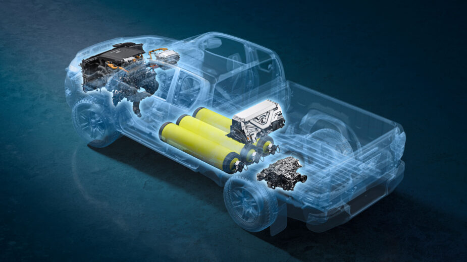 ilustração da cadeia cinemática da Toyota hilux fcev
