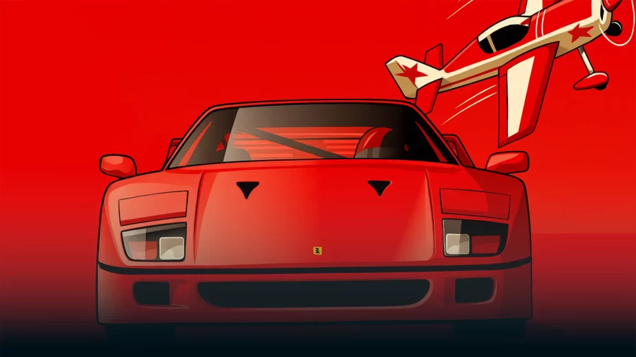 Ferrari F40 com avião para o Caramulo MotorFestival